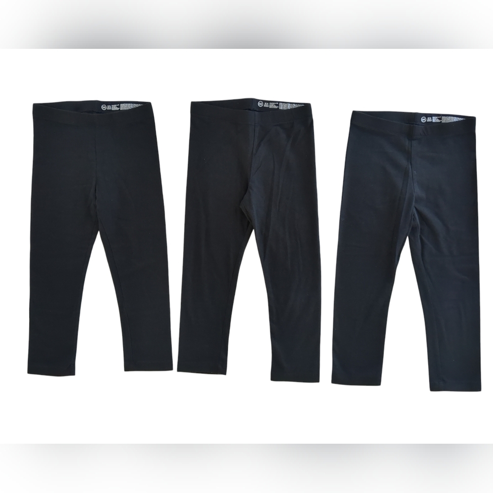 Girls 3 Pack Black Capri Leggings (Size M 7/8) - Wonder Nation